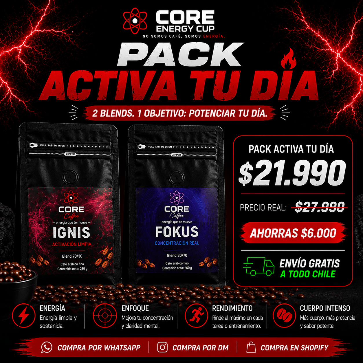 Pack Café Premium Energía y enfoque 500g