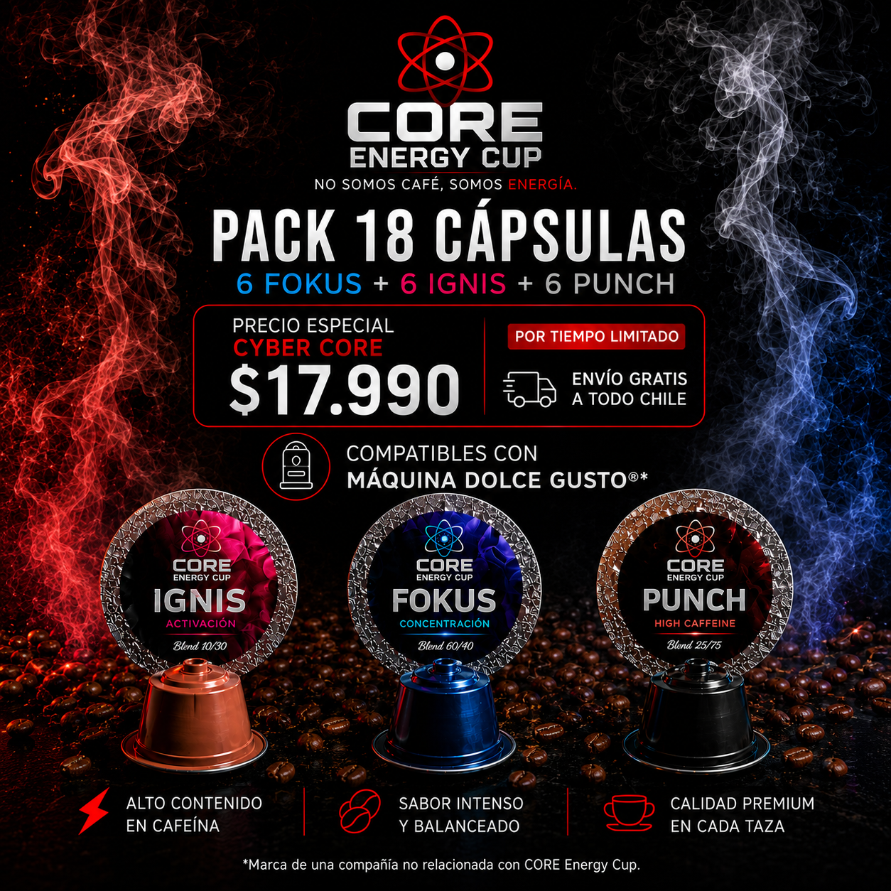 Pack Descubrimiento CORE | 18 Cápsulas Compatibles Dolce Gusto