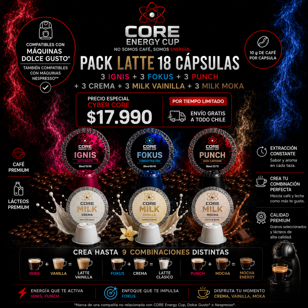 Pack Completo CORE | 18 Cápsulas Compatibles Dolce Gusto