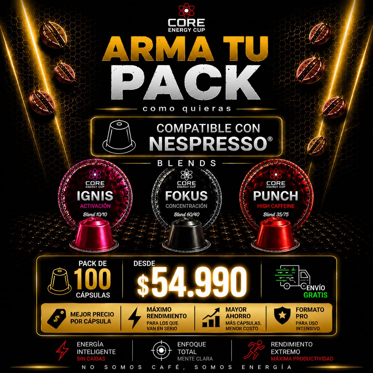 Pack 100 Cápsulas Compatibles Nespresso